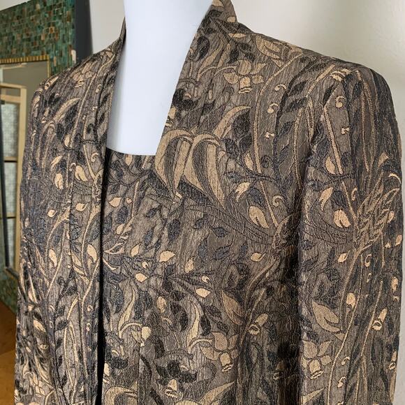 Kasper Size 12 2-Piece Dress Suit w/ Blazer Jacket Floral Jacquard Gold Brown - Picture 6 of 12